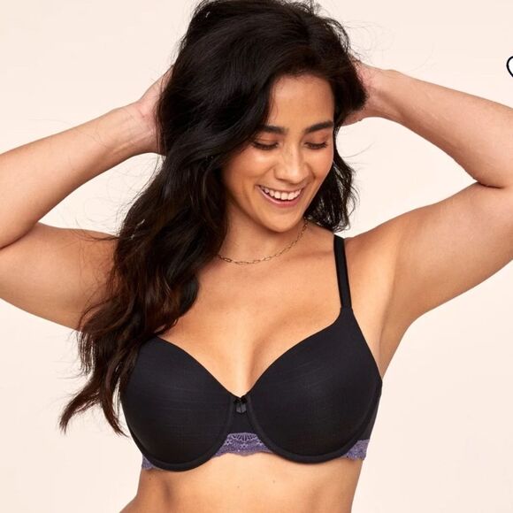 Adore Me Women's Bra Plus Contour Full Coverage Black/Purple Lace Sz. 44E (DD) - Picture 14 of 14